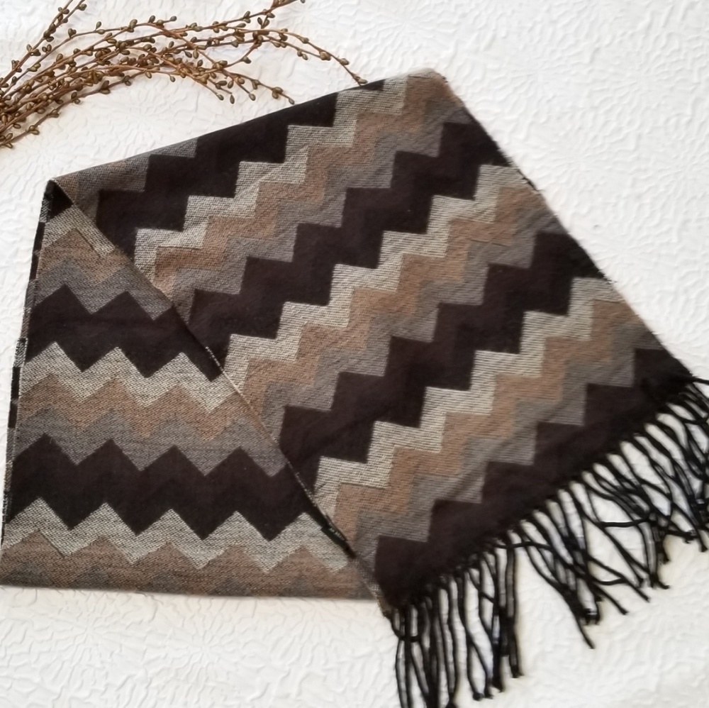 Cejon Acrylic Diamond Design Brown Tones Scarf